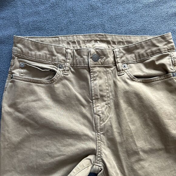 American Eagle AE Mens Khaki Slim Straight Jeans 29x32 Measure 30x30 Flex Pants - Picture 6 of 9